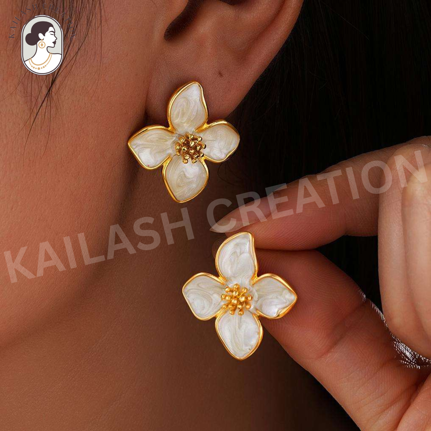 Gold Plated Rose Flower Hibiscus Earrings for Women Stylish