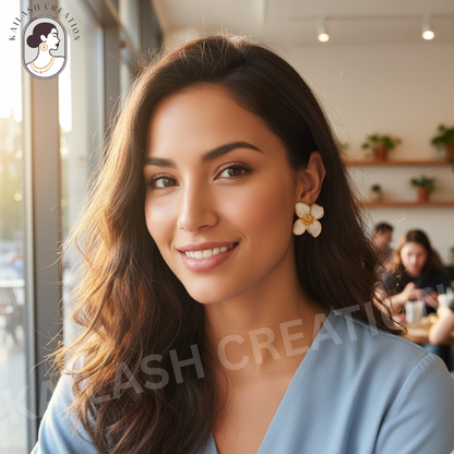 Gold Plated Rose Flower Hibiscus Earrings for Women Stylish