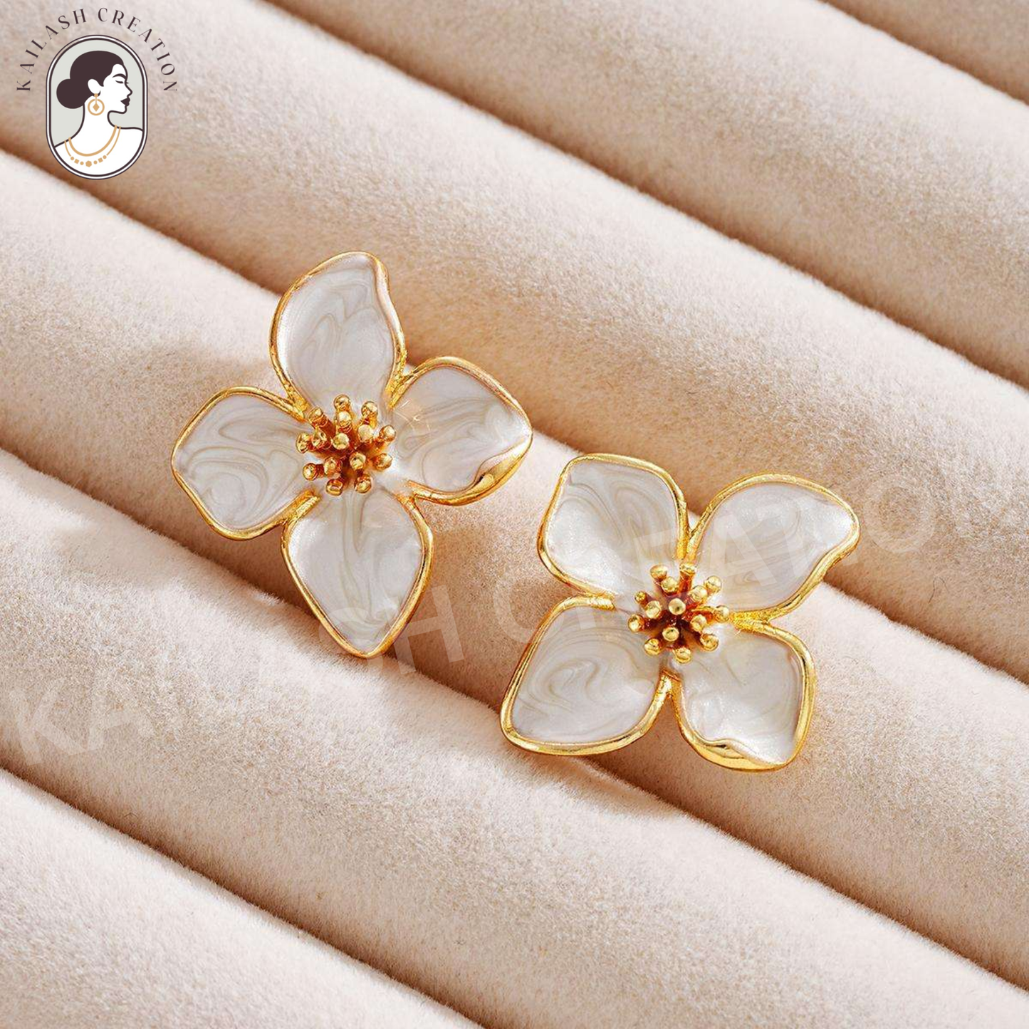 Gold Plated Rose Flower Hibiscus Earrings for Women Stylish