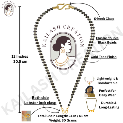 Gold Plated Pearl Mangalsutra Chain with lobster lock and S-Hook Clasp for Women
