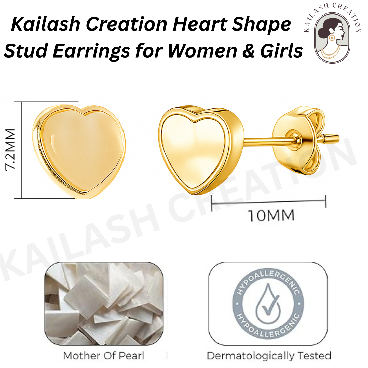 Heart Shape Stud Earrings for Women & Girls