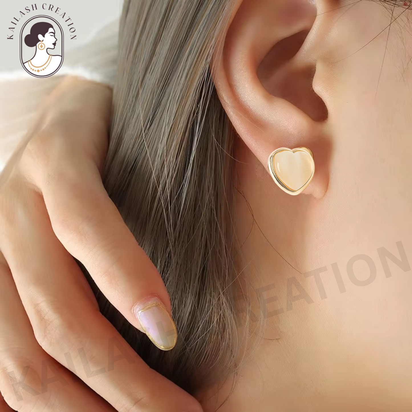 Heart Shape Stud Earrings for Women & Girls