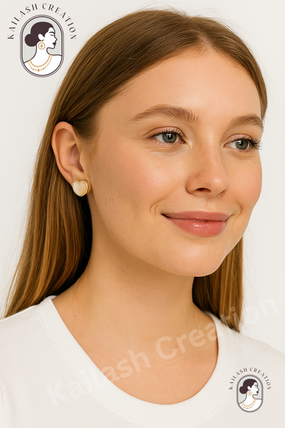 Heart Shape Stud Earrings for Women & Girls