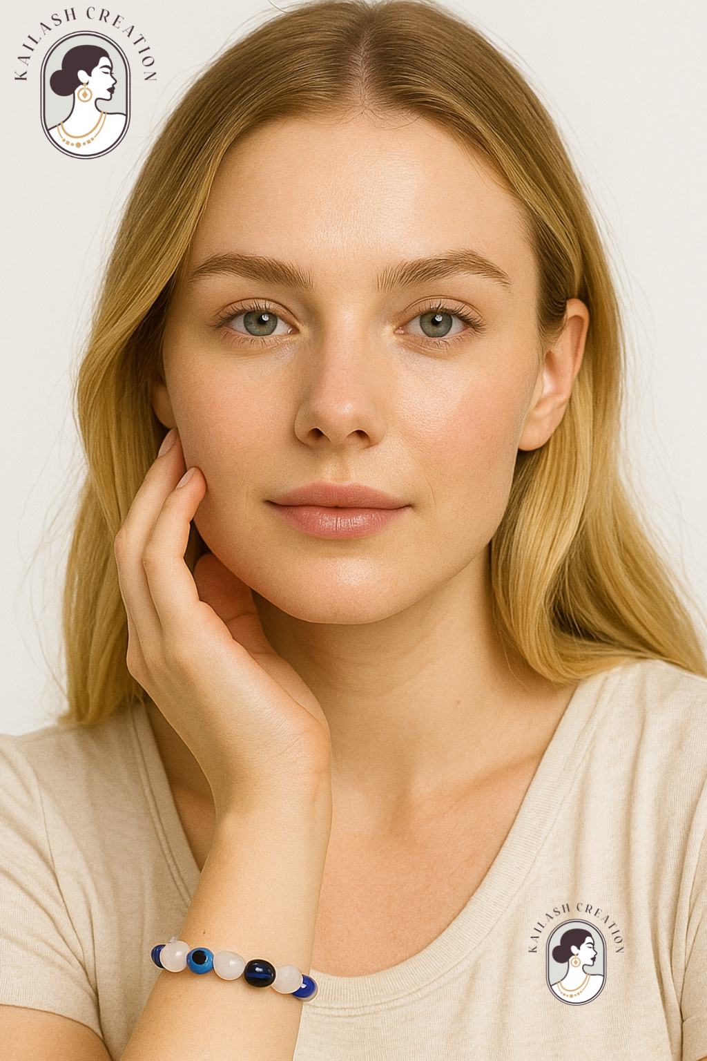 Black & Milky White Evil Eye Bracelet Beads Set for Men & Women