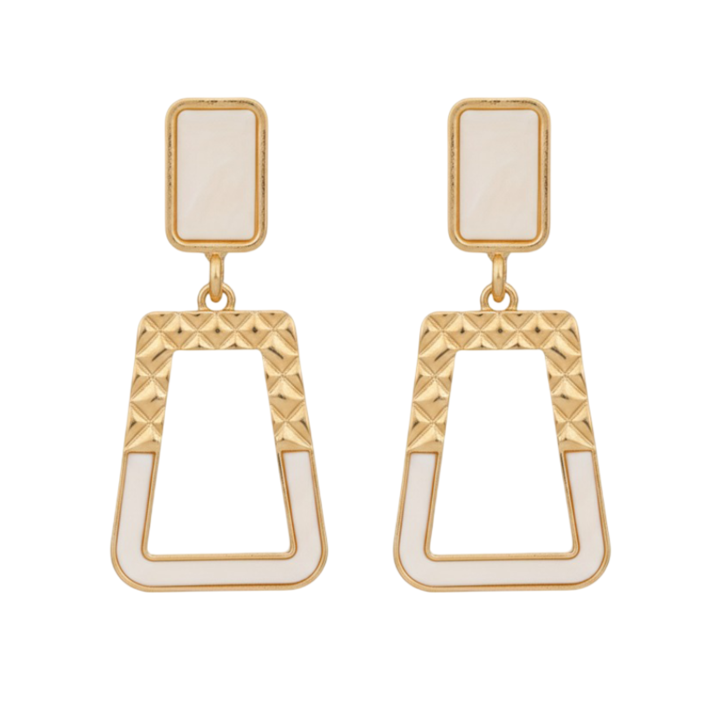 Minimalist White Cutout Geometric Dangle Earrings for Girls & Women Stylish