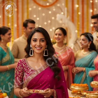 Minimalist White Cutout Geometric Dangle Earrings for Girls & Women Stylish