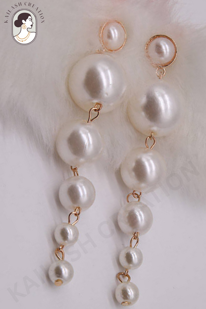 Elegant Long Pearl Chain Drop Earrings for Women & Girls
