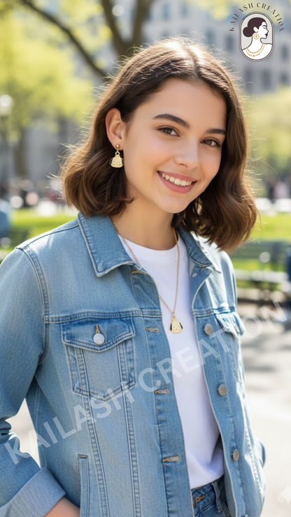 Cute Puppy Face Pendant Necklace & Earrings Set for Girls