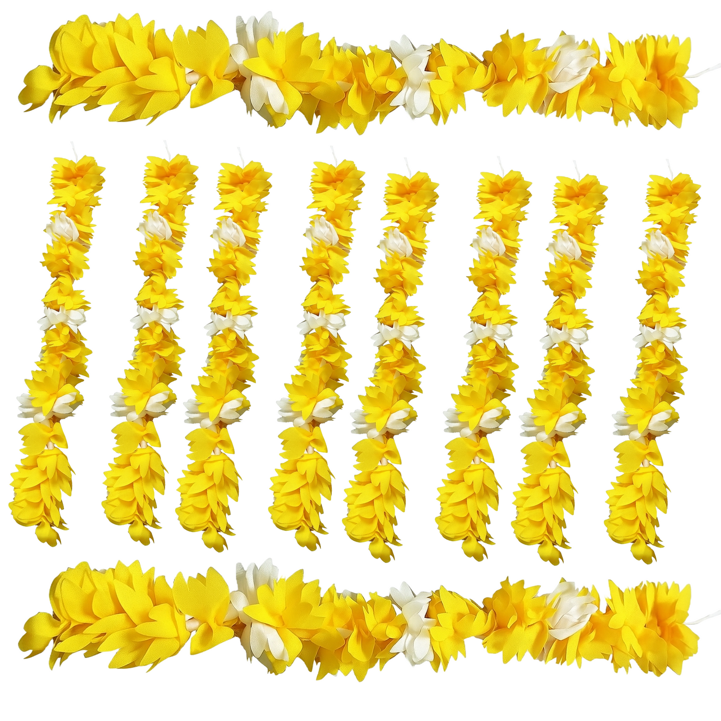 Reusable Artificial Mogra Flower Hair Garland for Women - Off White and Yellow - 15 Inches