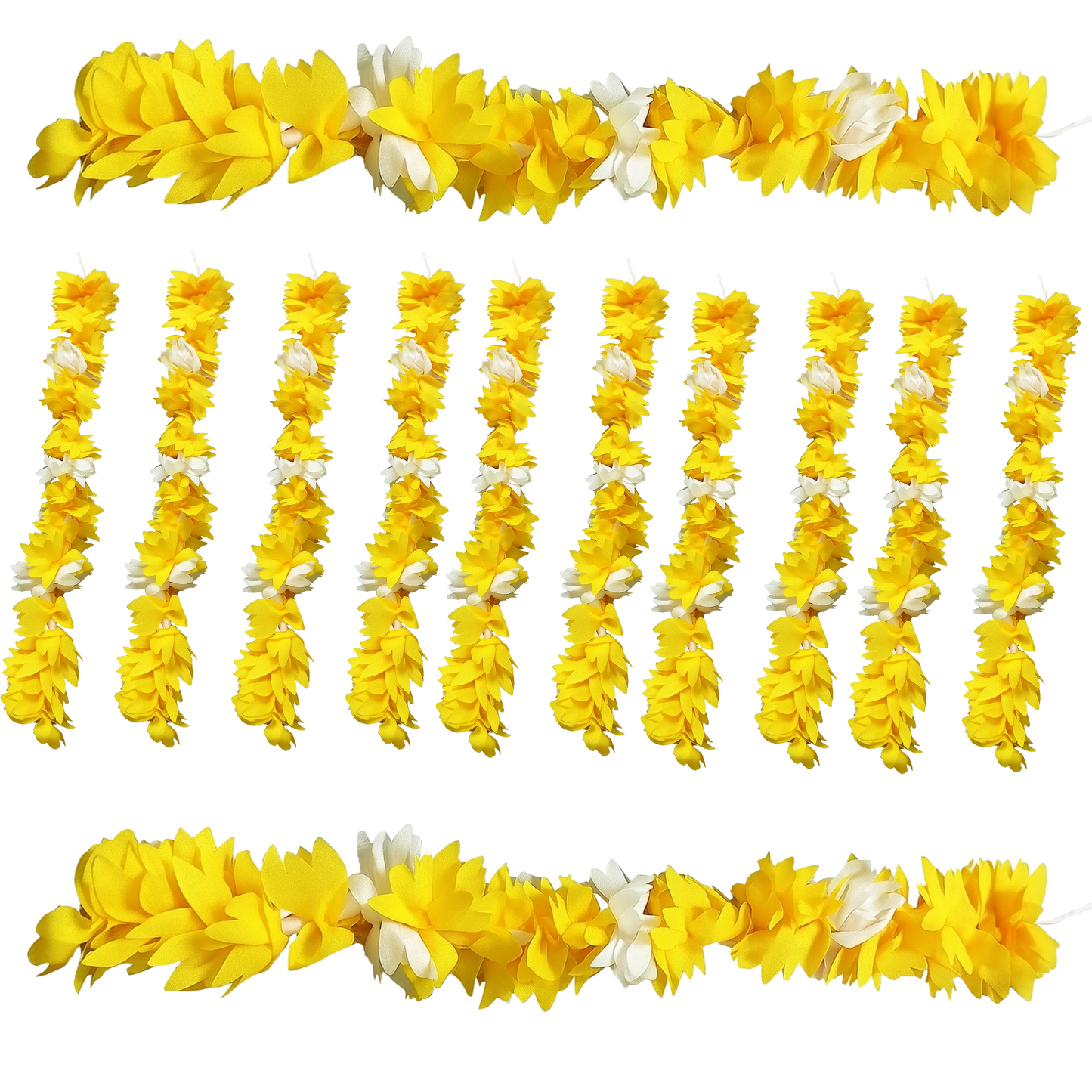 Reusable Artificial Mogra Flower Hair Garland for Women - Off White and Yellow - 15 Inches