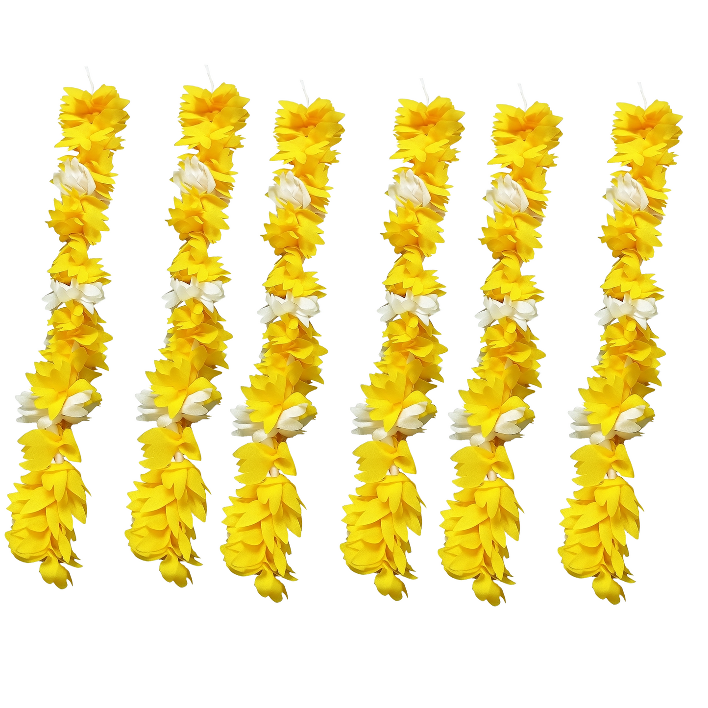 Reusable Artificial Mogra Flower Hair Garland for Women - Off White and Yellow - 15 Inches