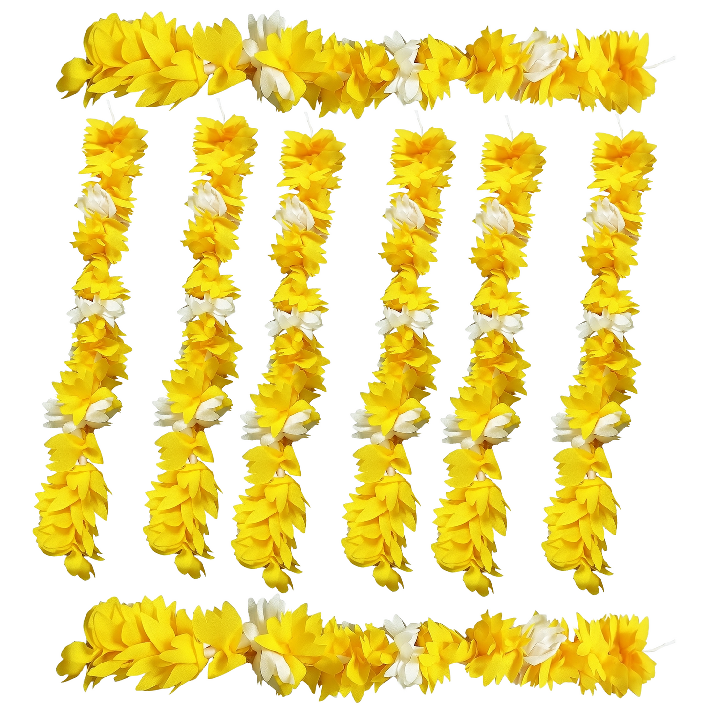 Reusable Artificial Mogra Flower Hair Garland for Women - Off White and Yellow - 15 Inches