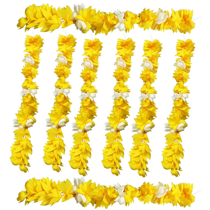 Reusable Artificial Mogra Flower Hair Garland for Women - Off White and Yellow - 15 Inches