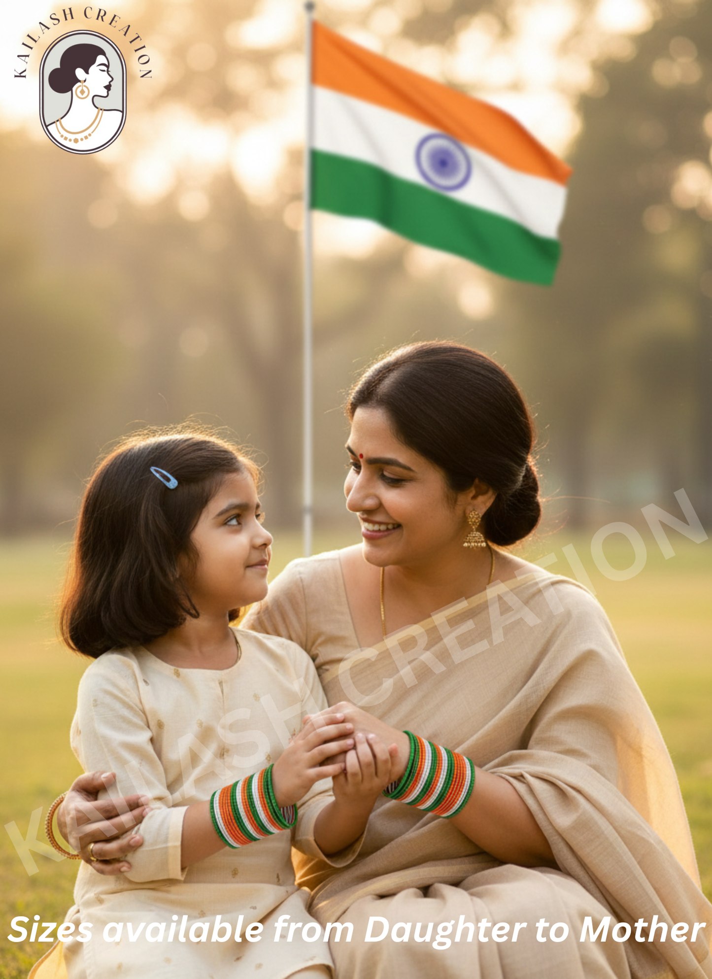 Tiranga Tricolor Metal Bangles Set for Kids, Women & Girls