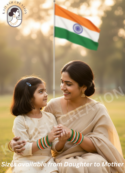 Tiranga Tricolor Metal Bangles Set for Kids, Women & Girls