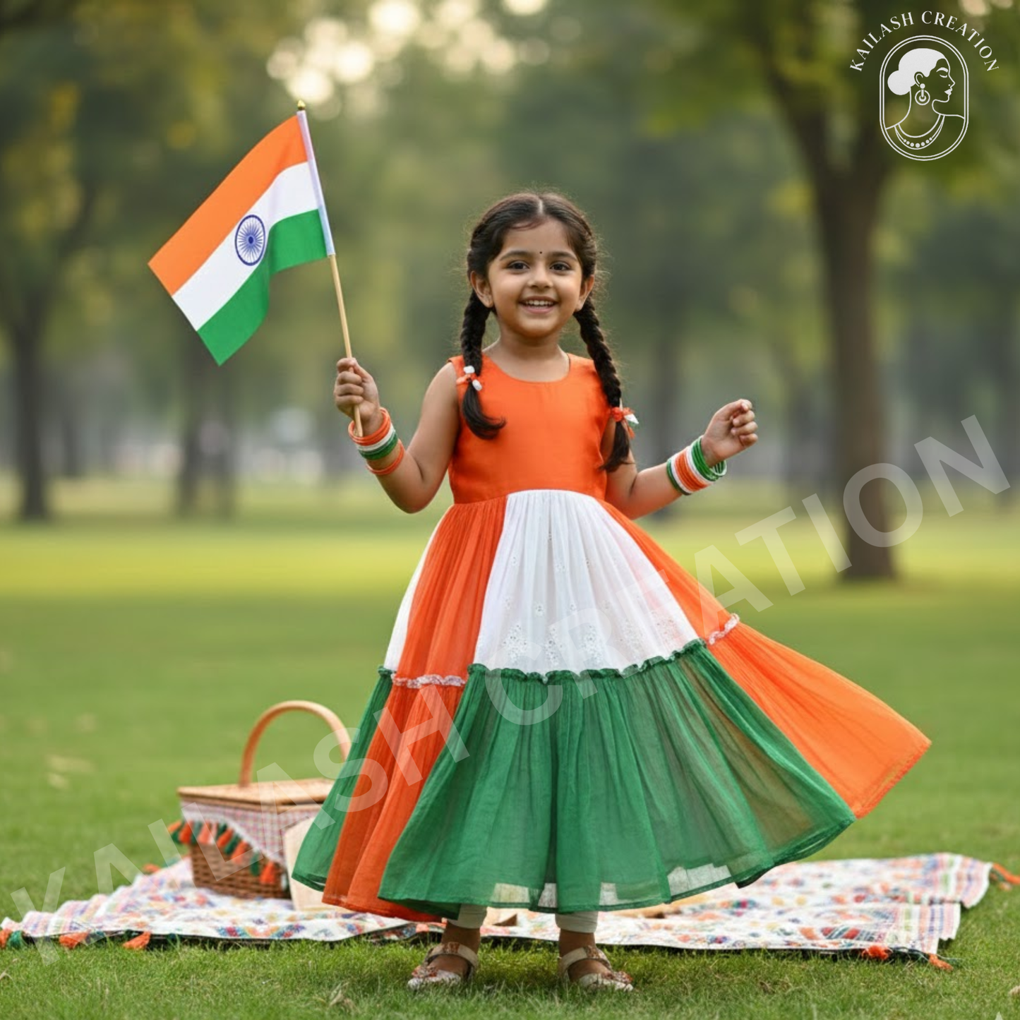 Tiranga Tricolor Metal Bangles Set for Kids, Women & Girls