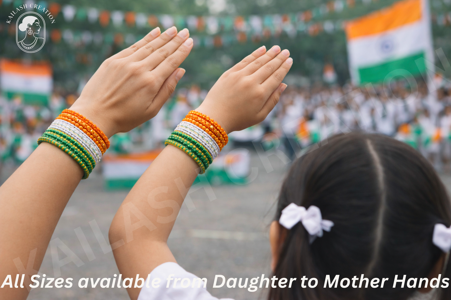 Tiranga Tricolor Metal Bangles Set for Kids, Women & Girls