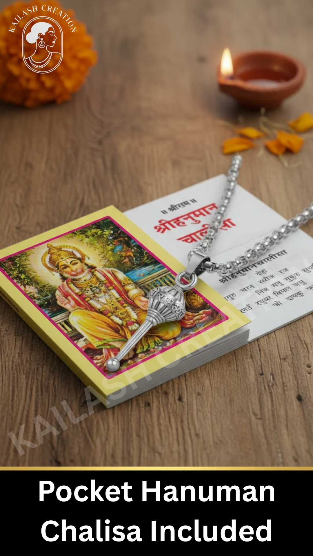 Anti Tarnish Stainless Steel Hanuman Ji Gada Design Pendant for Boys and Men