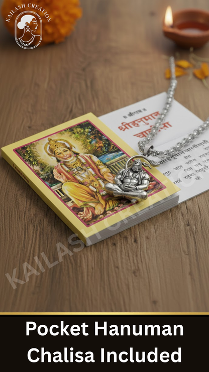 Anti Tarnish Stainless Steel Hanuman Ji Meditation Pose Pendant for Boys and Men