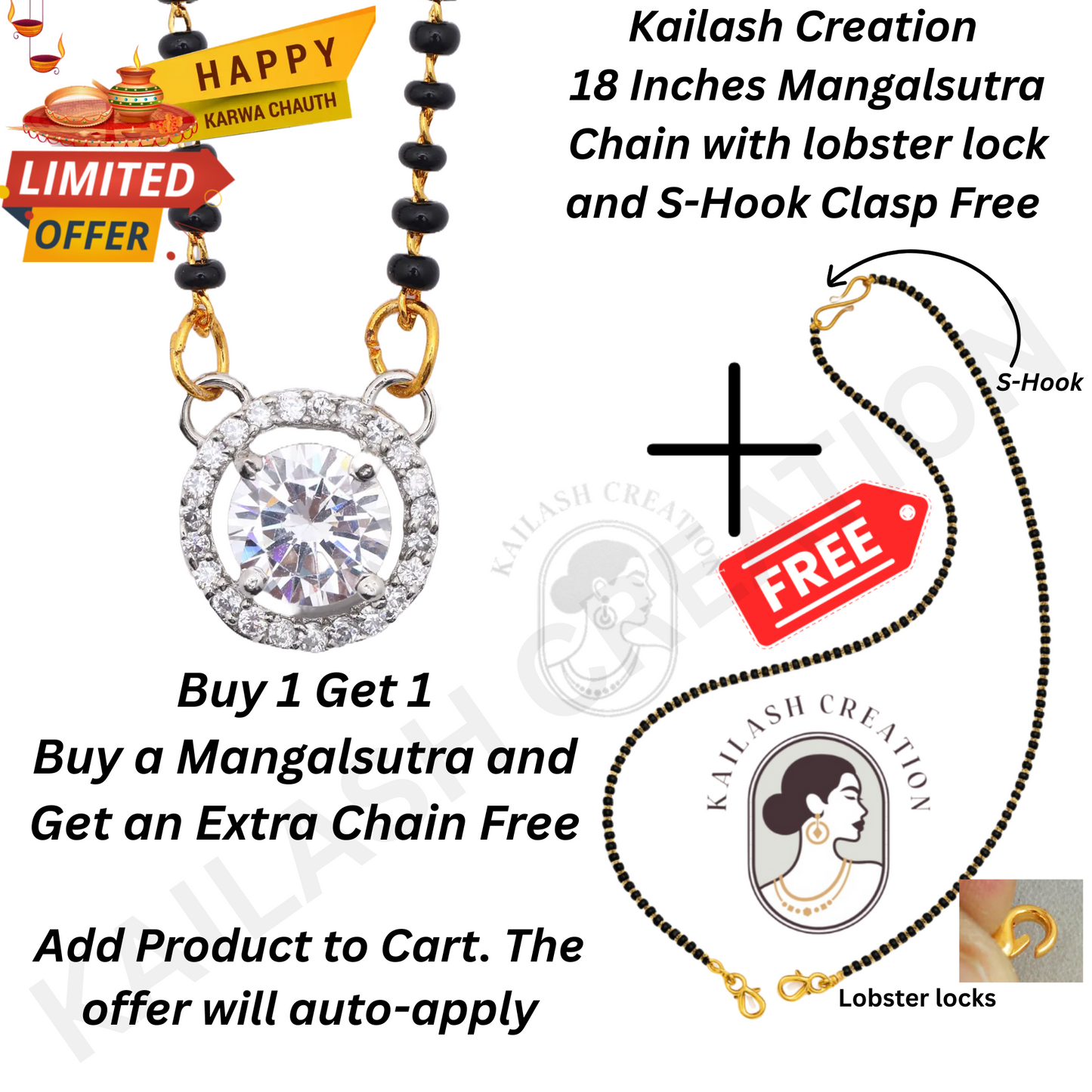 American Diamond 18 Inches Tanmaniya Mangalsutra Necklace for Women