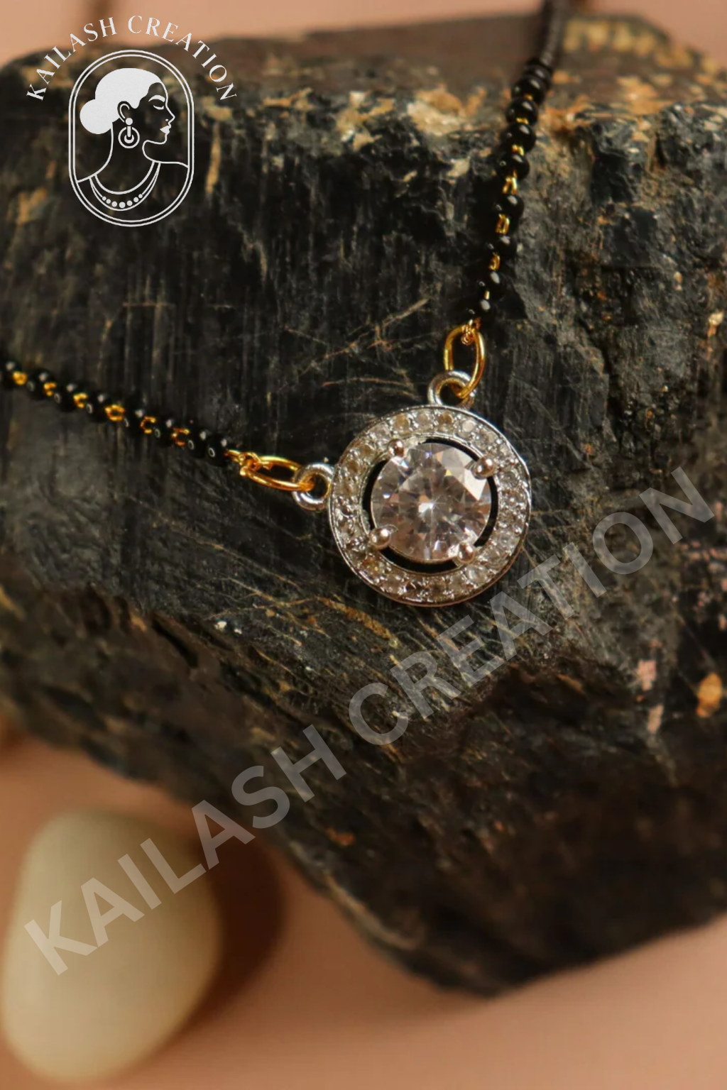 American Diamond 18 Inches Tanmaniya Mangalsutra Necklace for Women