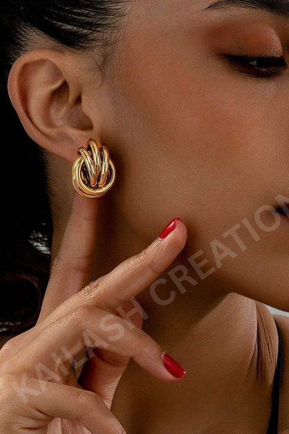 Classic Knot Gold Plated Stud Earrings for Women