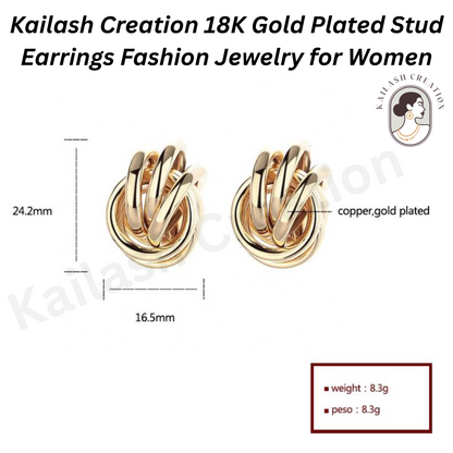 Classic Knot Gold Plated Stud Earrings for Women