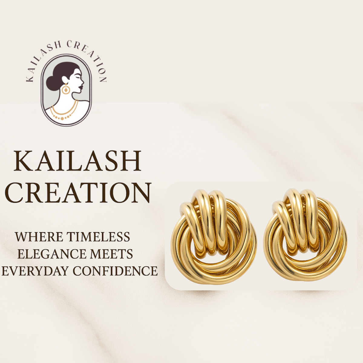 Classic Knot Gold Plated Stud Earrings for Women