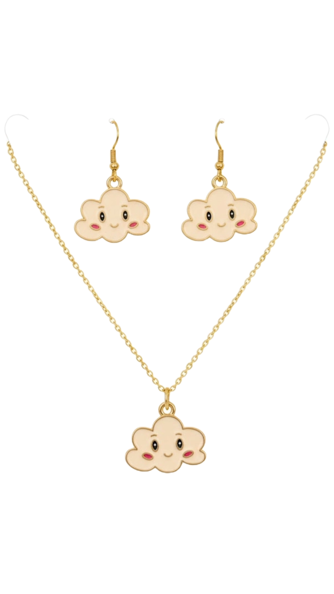 Cute Cloudy Smiles Necklace & Matching Earrings for Girls
