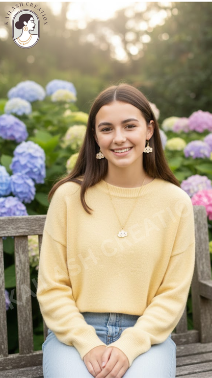 Cute Cloudy Smiles Necklace & Matching Earrings for Girls