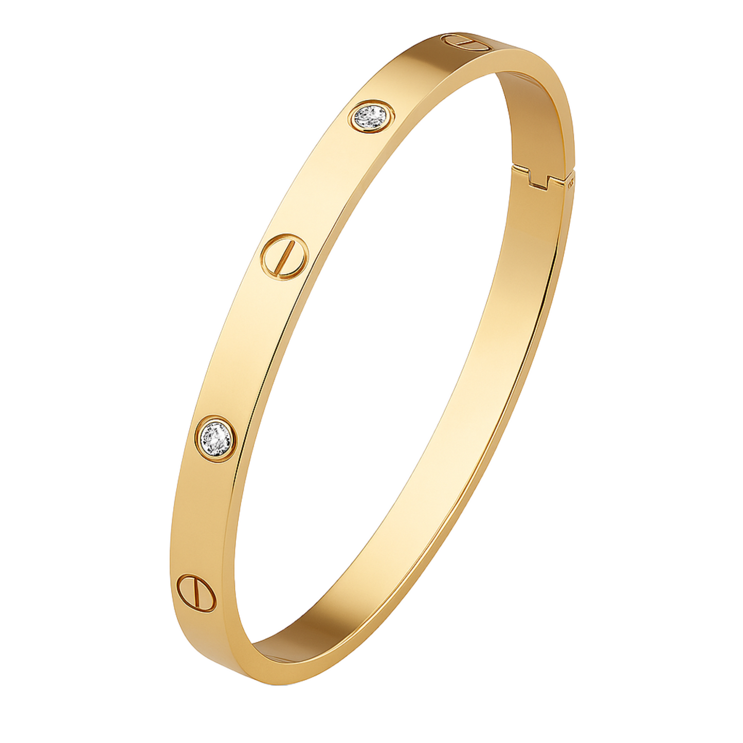 18K Gold Plated Unisex Love Oval Bracelet with Cubic Zirconia for Women