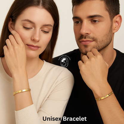 18K Gold Plated Unisex Love Oval Bracelet with Cubic Zirconia for Women