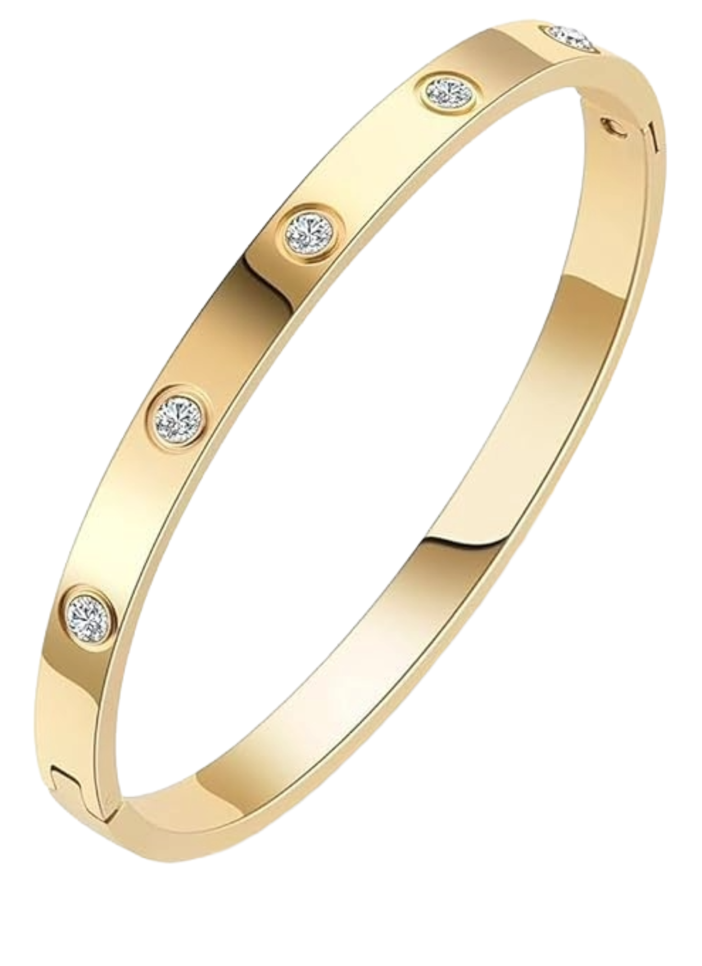 18K Gold Plated Unisex Love Oval Bracelet with Cubic Zirconia for Women