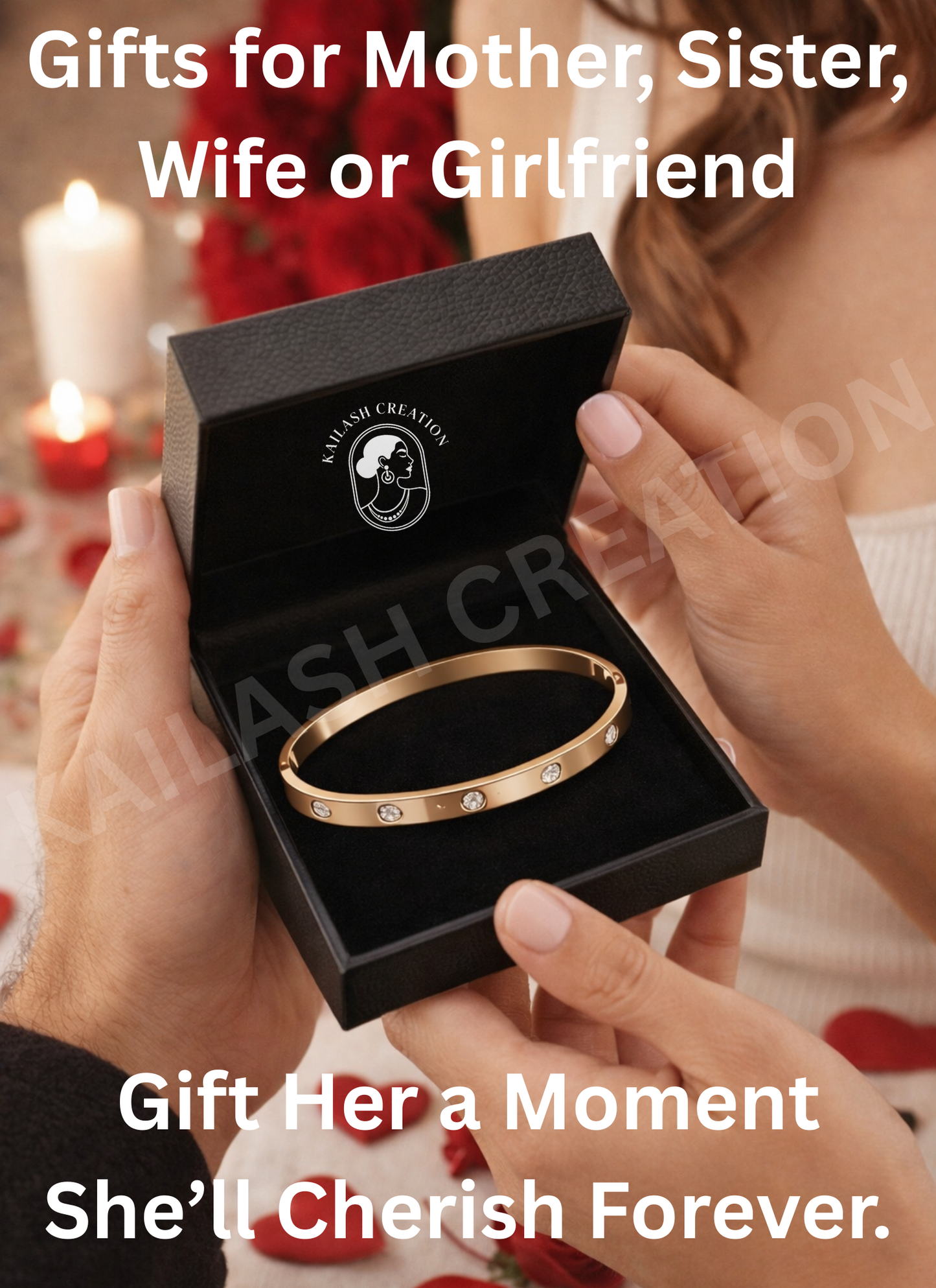 18K Gold Plated Unisex Love Oval Bracelet with Cubic Zirconia for Women