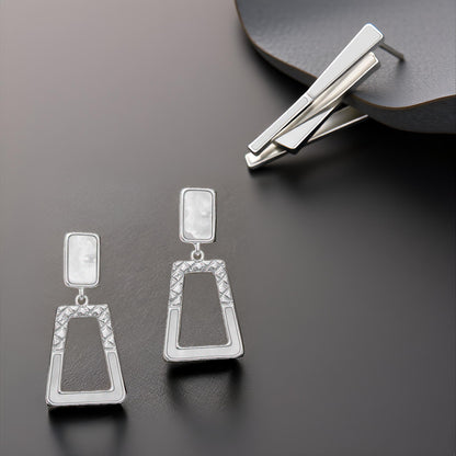 Minimalist White Cutout Geometric Dangle Earrings for Girls & Women