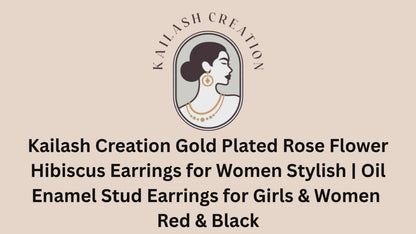 Gold Plated Rose Flower Hibiscus Earrings for Women Stylish