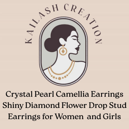 Crystal Pearl Camellia Earrings for Women