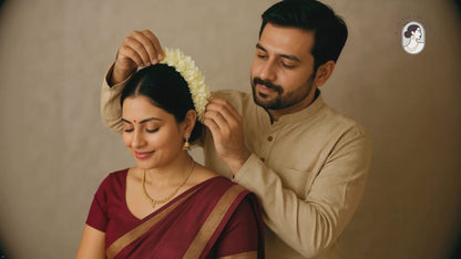 Reusable Artificial Mogra Flower Hair Garland for Women - Off White - 15 Inches